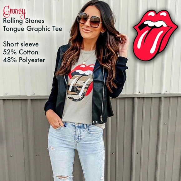 Rolling Stones Tongue/Leopard Print Graphic Tee - Picture 5 of 11